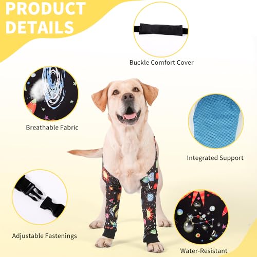 Image of LovinPet Dog Elbow Protector Anti-Licking Elbow Sleeve, Adjustable, Comfortable & Durable Front Leg Guard for Medium to Large Dogs, Prevents Licking and Chewing,Dog Sleeve,Dog Leg Sleeve,Black