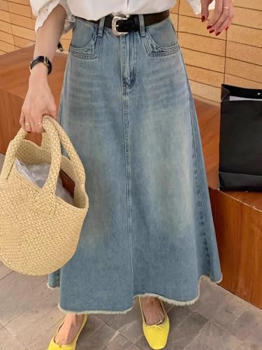 Onwhite Denim Skirt for Women in Spring and Autumn Waist Slim Midlength Hip Fishtail3