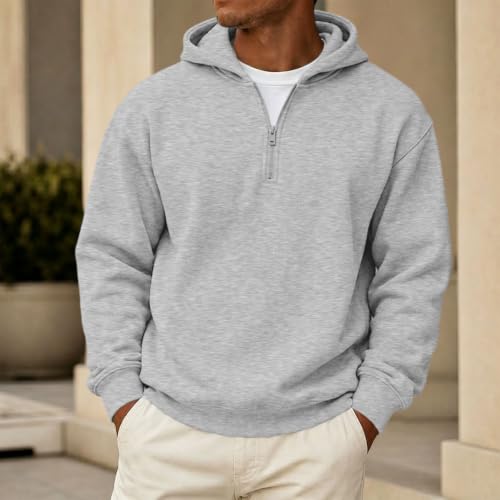 Mens Hoodies Zip Up 1/4 Zip Big and Tall Fleece Classic Travel Hoodie - image 2