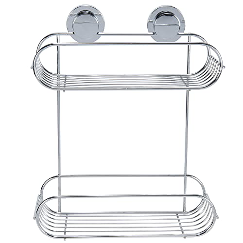 Bath Bliss 2 Tier Suction Cup Bathroom Baskets in Chrome Badezimmerkorb mit Saugnapf, Eisen Cover