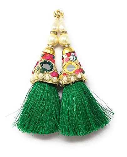 Image of Set of 2 Blouse Latkan (Gray, Gold, Black, Silver, Copper, 12cm Long) (Golden)