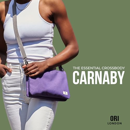 ORI LONDON Crossbody Bag - XL Slim, Chunky Zip, Removable & Adjustable Strap, & 3 Compartments - Carnaby3