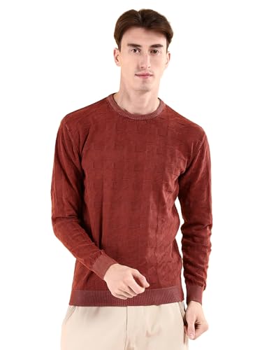 Image of The Indian Garage Co Men's Cotton Regular Fit Overdyed Crew Neck Sweater