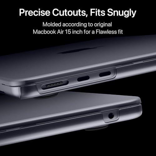 Image of Soonjet Invisible Armor for MacBook Air 15 inch Case M5 M4 M3 M2 2026-2023 | 100% Color Match, Space Gray Clear Matte, Protective Hard Shell, Laptop Cover, Ultra Thin, Anti Crack & Fingerprint & Scratch