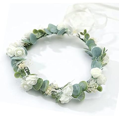 UKYLIN Flower Crown for Girls, Flower Headband Wreath for Wedding, Baby Shower, Family Photos and Fancy Gala Cover