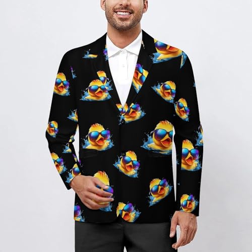 Rubber Duck with Glass Mens Suit Jacket Lapel Blazers 2 Button Business Coat Tuxedo for Wedding Dinner2
