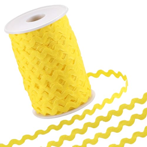 GORGECRAFT 50m Rick Rack Trim Ribbon 5mm Wide Wave Bending Fringe Trim Woven Braided Webbing Edge Fabric Lace for DIY Sewing Crafts Dress Clothes Embellishment Party Decor Gift Wrapping