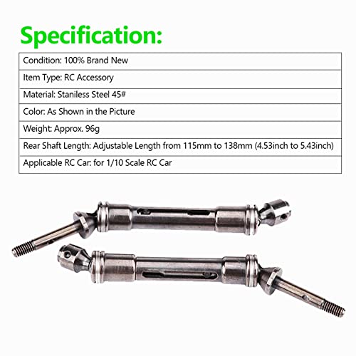 Dioche Slash 2Wd Antriebswellen Slash 2Wd Metallantriebswelle Edelstahl 45# 2 Stück Hintere Metallantriebswelle für Slash 1 10 Short Truck Sla017 Sla018 RC-Autoteile