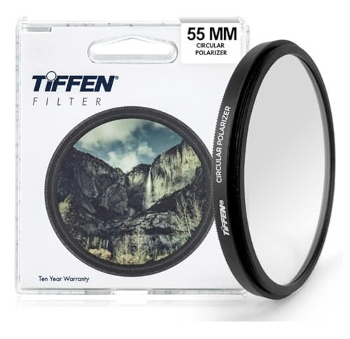 Tiffen 55mm Slim Circular Polarizer Filter for Camera Lens, Glare Control, Contrast Increase, Color Enhancing