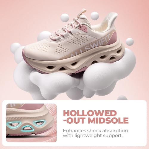 Image of ALLSWIFIT Women's Slip On Walking Shoes Cushioning Hands Free Non Slip Breathable Comfort Workout Running Jogging Gym Athletic Tennis MoveSlide Fashion Sneakers
