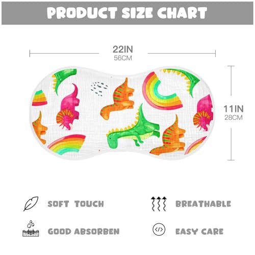Dinosaur Rainbows Doodles White Baby Burp Cloths Cotton Washcloths Absorbent Soft Burping Rags for Baby Girl Boy Muslin Burp Cloths 1 Pack4