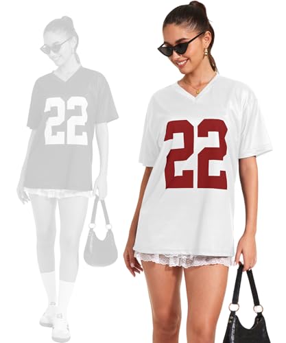 Oversized Jersey Shirts for Women Y2k Blokette Tops V Neck Number Graphic Tees Short Sleeve T-Shirt Black White2