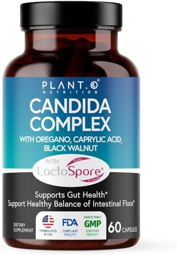 Candida Cleanse Supplement, Yeast Cleanse & Candida Support with Probiotics (LactoSpore®), Oregano Oil, Caprylic Acid, Black Walnut – Gut Health, Digestive Cleanse, Flora Balance – 60 Capsules