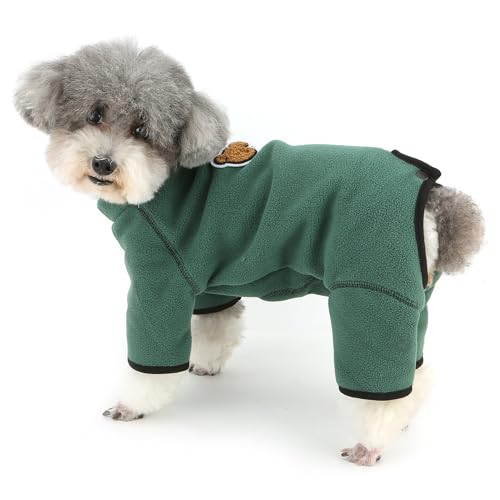 ZUNEA 犬服 犬用リカバリースーツ 小型犬 フリース プルオーバー 子犬の術後腹部の傷口保護 柔らかい あたたかい つなぎ ロンパース 術後ウェア 舐め防止 パジャマ 暖かい 防寒 長袖 腹部保護 術後服 子犬 猫 ドッグけが ヘルスケア ドッグウェア