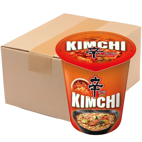 Nong shim Kimchi Noodles Bowl Pack 12 (75g Each) - Shin Ramen Instant Noodles Soup for Quick Meals & Snacks