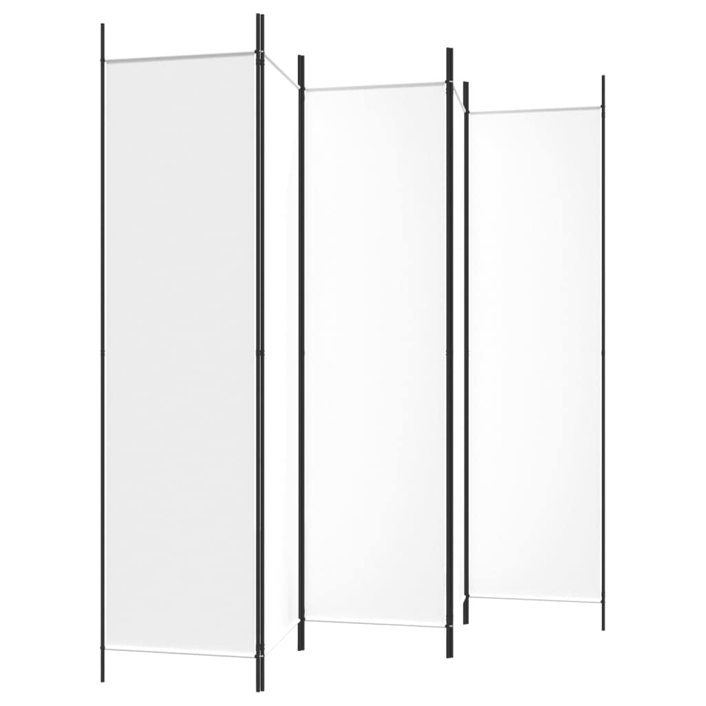 Biombo de 5 paneles, blanco, 250x200 cm, de tela, separador de espacio, divisor de habitación moderno, para interiores, balcón, protección de la vista, terraza, área privada, vestidor, para