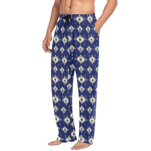 Turkish Evil Eye Symbols (1) Men's Pajamas Pants Cotton Sleep Bottoms Pants Lounge Sleepwear - S4