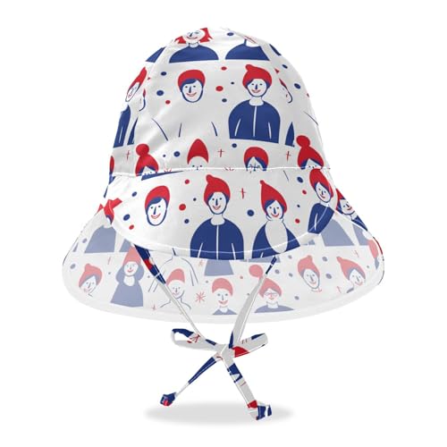 KLL Baby Beach Hats Toddler Boy Hat Girls UPF 50+ Protection Neck Flap Traveling Camping Hat Pattern of People Happy Face