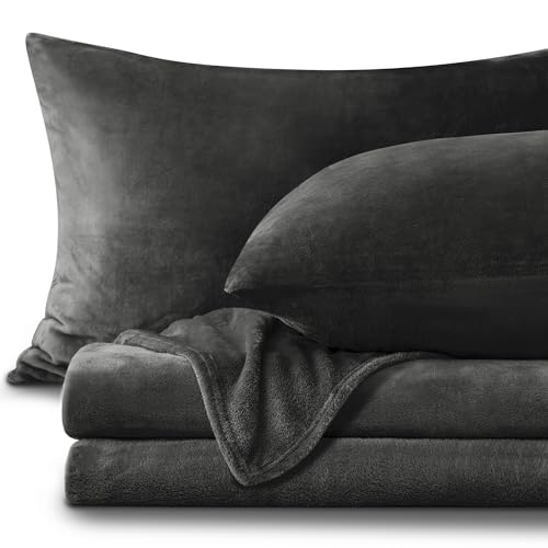 Image of BEDELITE Flannel Sheets Full Size Dark Gray - Super Soft Fleece Sheets Set Fluffy Extra Plush, 4 Piece(Include Fitted Sheet, Flat Sheet, 2 Pillowcases)