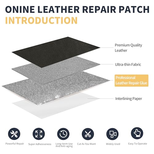 Image of ONine Professional Leather Repair for Sofa,Leather Repair Tape 3x60in(Dark Gray Leather)