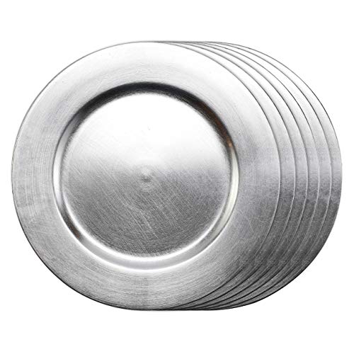 Set de 6 platos cargadores plateados miniatura 2