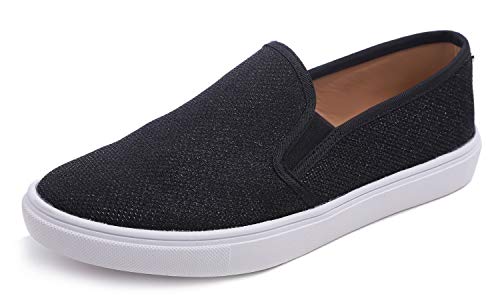 Image of FEVERSOLE Women's Fashion Shiny Soft Slip On Sneaker Sparkle Casual Comfort Loafers