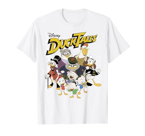 Disney DuckTales Modern Group Shot Logo T-Shirt, Men, White, XX-Large