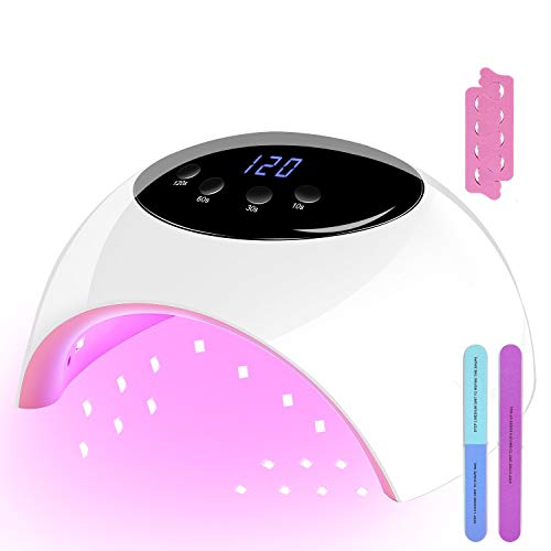 120W Lámpara LED UV Uñas, Aiemok Profesional Lámpara Secador de Uñas, Lampara led uñas de uñas Lámpara de Curado con 4 Temporizadores(10s/30s/60s/120 s), Sensor Automático y Pantalla LCD