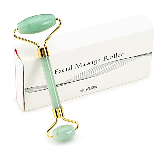 iSPECIAL Guasha Tool Scrapping Jade 100% Rose Quartz Cosmetic Facial Skin Roller For Face and GuaSha Scraping Massage Tool (Green)