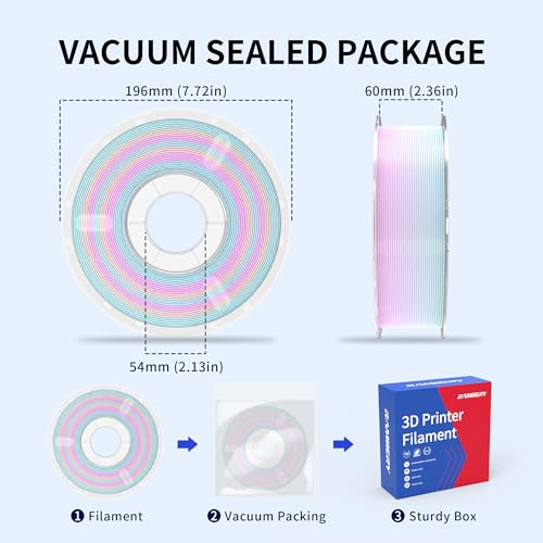 Image of RAMBERY Rainbow Silk PLA 3D Printer Filament Shiny Fast Color Change PLA Filament Neatly Wound 3D Printing Filament, 1.75mm 1kg(2.2lb)
