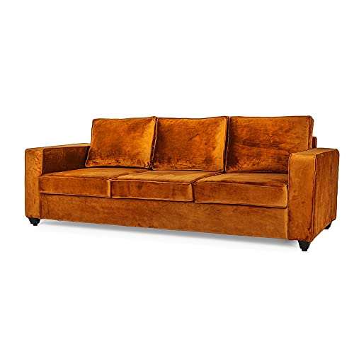 Image of Wakefit Sofa Set | 3 Year Warranty | Sofa 5 Seater, 5 Seater Sofa for Living Room, Wooden Sofa Set, Sofa Set 3+2 Seater - Napper(Fabric-Velvet : Amber)