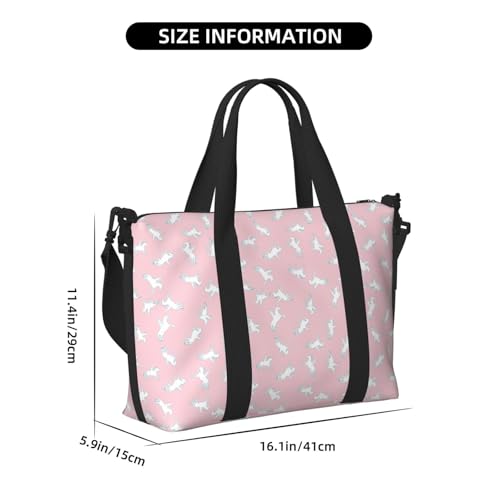 Laptop Tote Bag for Women Work - Modern Knight Horse White Pink Gym Bag for Women Men, Personal Item Crossbody Travel Bags Carry On, Overnight Weekender Bags for Women Travel2