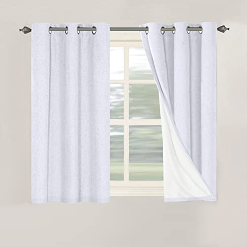 Image of H.VERSAILTEX Primitive Linen Curtains 100% Blackout Curtain Drapes Burlap Curtains with White Thermal Insulated Liner, Grommet Top Drapes Living Room /Bedroom (2 Panels, 42 x 45 Inch, Bright White)