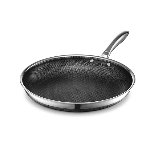 HexClad Hybrid Nonstick 12-Inch Frying Pan, Stay-Cool Handle, Dishwasher-Friendly, Oven-Safe Up to 900°F, Induction Ready, Compatible with All Cooktops