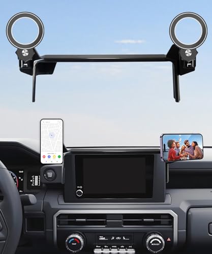 Image of Car Phone Holder for Toyota Tacoma 2024 2025 2026 8 inch Screen Accessories | MagSafe Strong Magnetic Clip-On Cell Phone Mount, Dual Slots for Driver & Passenger,360 Rotatable Hands-Free Holder