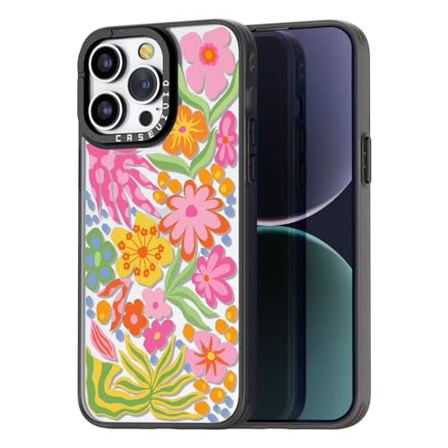 casevivid Compatible for iPhone 15 Pro Case Cute Aesthetic - Durable Fashion Funny Phone Case - Girly Passion Flower Pattern Print Cover Design for Woman Girl 6.1 inches Black