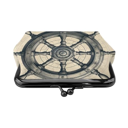 Pu Leather Buckle Coin Purse Retro-Ship-Wheel Girls Kiss-Lock Change Purse Wallets2