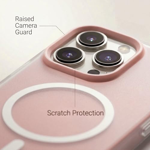 Image of amazon basics Luxury MagSafe Compatible Magnetic Case for iPhone 15 Pro | Soft Touch Matte Pastel Finish | Shockproof Back Cover with Camera Protection (Pink)