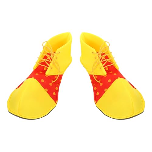 ibasenice Zapatos de Grandes para Halloween Disfraz de Cosplay para Actuación Diseño Amarillo y Rojo Puntos Zapatos de Disfraz Cómodos y para Adultos