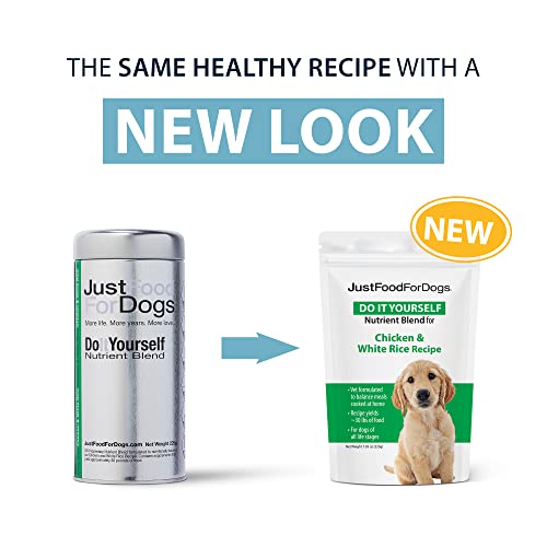 JustFoodForDogs DIY Human Quality Dog Food, Nutrient Blend Base Mix for Dogs - Chicken and White Rice Recipe (7.93oz… - Image 3
