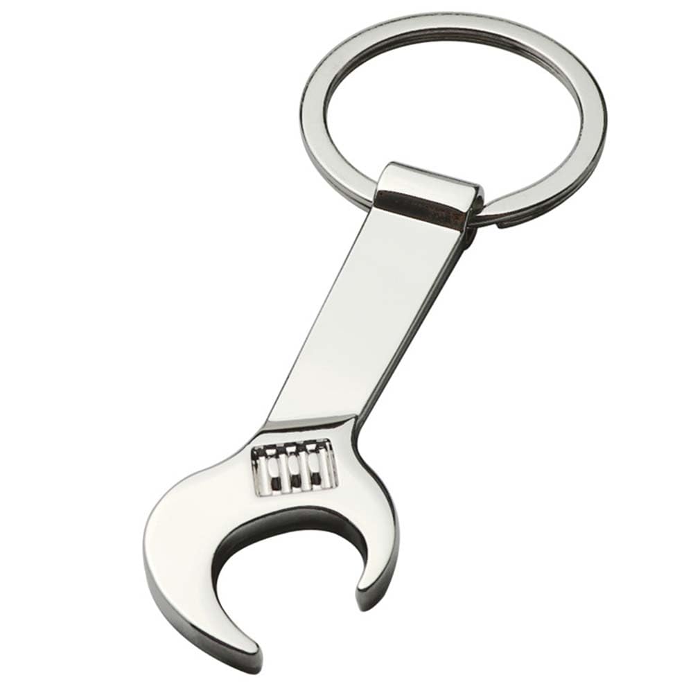 WEIBAIERGAOMAI Silver Bottle Opener Keychain Mini Wrench Pendant Soda Beer Bartender Bottle Opener Key Ring for Men and Women