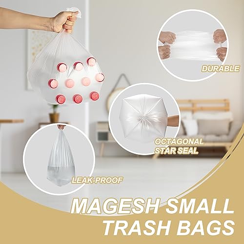 Image of Magesh 12-13 Gallon Trash Bag Strong, Leakage-Free, Medium Garbage Bags Unscented Thick for Office, Kitchen Small Trash Can, 80L, 105 Bags, Clear