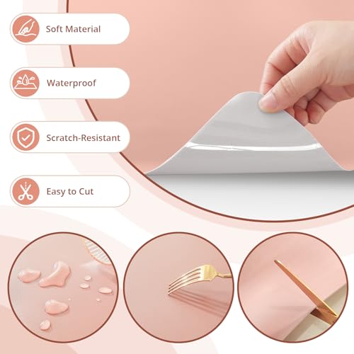 Image of LovePads Makeup Mat for Vanity, 16 x 32 Dual-Sided Desk Pad & Vanity Cover Top, Waterproof PVC Protector Mat for Dresser, Nail Art, Craft Tables (Pink+Silver)