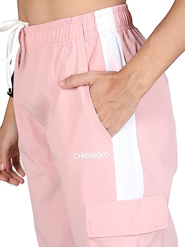 Image of CHKOKKO Women High Rise Sports Gym Track Pant Running Lower with Cargo Pocket