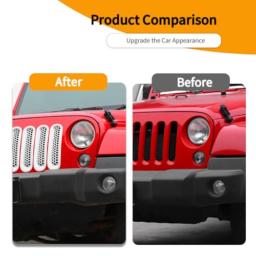 Image of Hoolcar Front Grill Mesh Inserts Clip-in Honeycomb Grille Guard Cover Fit for Jeep Wrangler JK JKU 2007-2017, Exterior Accessories, White