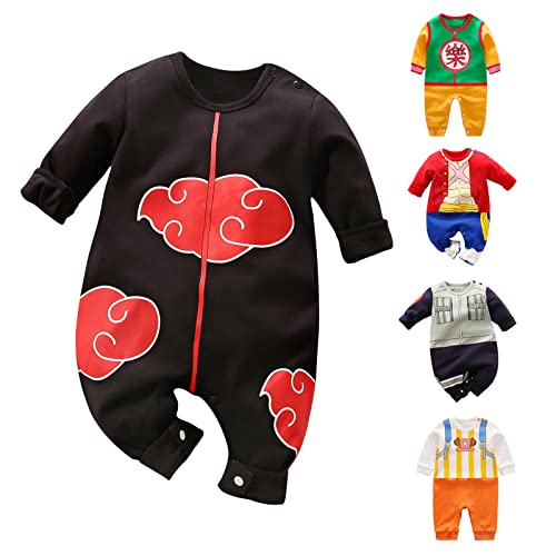 Image of YFYBaby Newborn Baby Boys Girls Anime Romper Cotton Long Sleeve Infant Cosplay Costume Jumpsuit Outfit, A-black, 3-6 Months