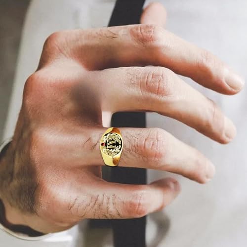 10K 14K 18K Men's Gold Pinky Rings - Birthstone & Gemstone Pinky Rings for Men, Solid Gold Minimalist Ring, Durable Comfort Fit Pinkie Ring, Gift for Him3