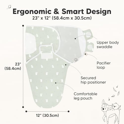 Image of 3-Pack Organic Baby Swaddle Sleep Sacks - Swaddles for Newborns, Infant 0-3 Months, Baby Girls, Boys, Soft & Snug Newborn Sleep Sack, Nursery Swaddling Blankets (Bunnies, OS)