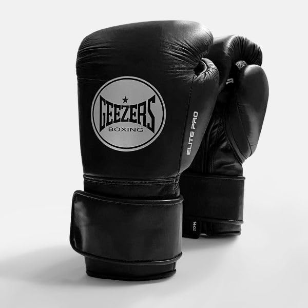 Geezers Boxing Elite Pro 2.0 Hook & Loop Sparring/Training Gloves - Mens, Womens Boxing Hook & Loop gloves - sparring gloves - ideal for heavy duty punch bags (Black, 12oz) — image 1
