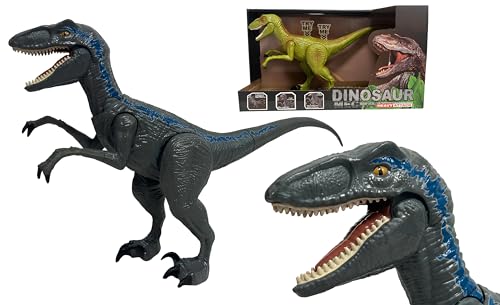 Dinosaurio Grande 35 cm con sonidos reales Juguete Dinosaurio Velociraptor Rugge Realista Mueve Brazos Piernas Abre La Boca T Rex Dinosaurio Eléctrico Velociraptor con Sonidos Dinosaurios Realistas
